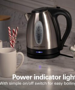 Hamilton Beach Electric Tea Kettle, Water Boiler & Heater, 1.7 Liter, Cordless Serving, 1500 Watts for Fast Boiling, Auto-Shutoff and Boil-Dry Protection, Stainless Steel (40880) 1.7 L 28 81QqVCT8 HL
