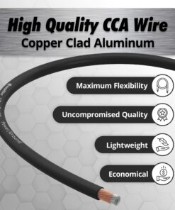 InstallGear 1/0 Gauge Wire (25ft) Copper Clad Aluminum CAA - Primary Automotive Wire, Car Amplifier Power & Ground Cable, Battery Cable, Car Audio Speaker Stereo, RV Trailer Wiring Welding Cable 1/0ga 25ft - Black 16 81Qsf12GRLL