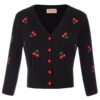 Belle Poque Women's 3/4 Sleeve V-Neck Button Down Cherries Embroidery Cropped Cardigan Sweater Coat Black Large 3 81Qu9tuQQXL