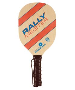 Pickleball Paddle | Rally Meister Beginner Pickle Ball Paddle | Wood Paddle with Comfort Cushion Grip & Safety Strap | USAPA Approved | Lightweight and Durable | Great Fun for All Ages 7 x 15.5" With Green Pickleballs 10 81QubfvMvgL
