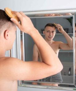 GranNaturals Military Style Boar Bristle Mens Hair Brush for Boys - Palm Size Mens Hairbrush and Beard Brush for Grooming Thin, Fine, Facial and Short Hair - Soft Bristle Slick Back & Smoothing Brush 13 81QutPlpbYL 1