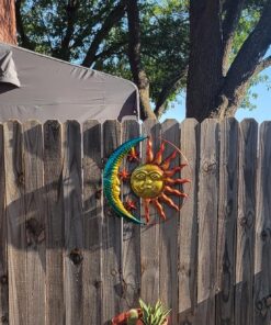 Collections Etc Artistic Sun and Moon Metal Wall Art for Indoors or Outdoors with Rustic Finish, Brown 21 81QvxGCYn2L