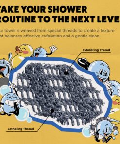 GOSHI Exfoliating Shower Towel - Rip-Resistant Exfoliating Washcloth for All Skin Types - Made in Japan Grey 22 81QwOX4tU8L