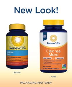 Renew Life Detox Cleanse More, Reduces Bloating and Restores Regularity, Overnight Constipation Relief, Soy, Dairy and gluten-free, 100 Capsules 100 Count (Pack of 1) 14 81QwuG5wyvL