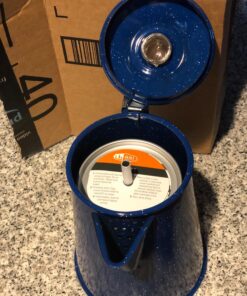 GSI Outdoors Percolator Coffee Pot | Enamelware Campfire Coffee Boiler Kettle for Outdoor Camping Cookware, Cabin, RV, Kitchen, Hunting & Backpacking Blue 8 cup 40 81QyTO8NGGL