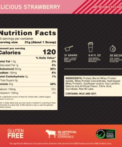 Optimum Nutrition Gold Standard 100% Whey Protein Powder, Delicious Strawberry, 5 Pound (Packaging May Vary) 5 Pound (Pack of 1) 19 81Qz17zlf9L