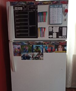 Arteza Dry Erase Magnetic Chalkboard Menu Planner Set (16" x 12" Black Dry Erase Board, 9" x 6" Kitchen Conversion Chart, 12 Colorful fine tip Markers, Microfiber Sponge, Spray Bottle) 16 x 12 Inches 31 81Qz9CU5YpL