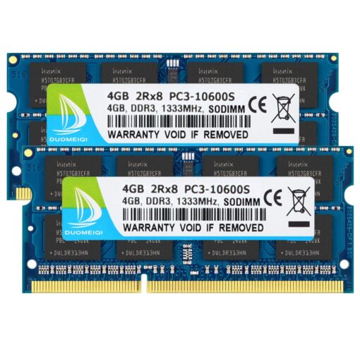 DUOMEIQI DDR3 Ram 8GB Kit (2X4GB) PC3-10600S DDR3 1333Mhz 2Rx8 Dual Rank PC3 10600 Sodimm Ram 204 Pin CL9 1.5V DDR3-1333 Non-Ecc Unbuffered for Laptop Notebook Memory Ram Module Upgrades ( 2X 4GB) PC3-10600S Blue