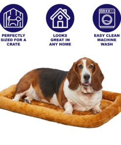MidWest Homes for Pets Bolster Cinnamon Pet Bed for Dogs & Cats w/ Comfortable Bolster | Ideal for Extra Large Dog Breeds & Fits a 48-Inch Crate | Easy Maintenance Machine Wash & Dry | 48L-Inch 23 81R MwNuqEL 2