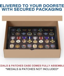 PENNZONI Large Medal Display Case - Award Display Case, Patches Display Cabinet Case, Acrylic Wall Display Case, Black w/ Black Felt 15 81R zx6toSL