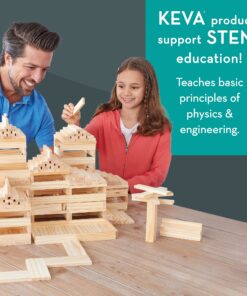 MindWare KEVA Contraptions 400 Plank Wooden Building Blocks Set - Ball Maze and Ball Run – 400 Precision Cut Wooden Planks, 2 KEVA Balls and Idea Book 16 81R0BJ0U3UL