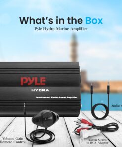 Alternative view of Pyle Hydra Marine Amplifier - Upgraded Elite Series 800 Watt 4 Channel Micro Amplifier - Waterproof, GAIN Level Controls, RCA Stereo Input, 3.5mm Jack, MP3 & Volume Control (PLMRMP3B) Standard Packaging