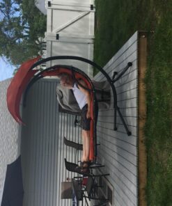 Best Choice Products Outdoor Hanging Curved Steel Chaise Lounge Chair Swing w/Built-in Pillow and Removable Canopy, Orange 33 81R1qANKvhL