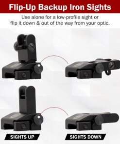 -Combat Vet Owned Company- Dagger Defense Tactical flip up BUIS Picatinny Rail Mounted Backup Iron Sights. Black 34 81R2E4atVrL