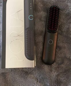 TYMO Porta Cordless Hair Straightener Brush, Portable Mini Straightening Brush for Travel, Negative Ion Hot Comb Hair Straightener for Women, Lightweight to Carry Out, USB Rechargeable, Anti-Scald Black 53 81R3eWmhaJL