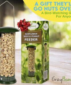 Premium Steel Sunflower Seed and Peanut Feeder, 9.5" Tall, Wild Bird Feeder for Woodpeckers, Titmice, Nuthatches, Chickadees, Jays and More, Gifts for Mom, for Women, Gifts for Dad 9.5 inch 26 81R3z0zNeOL