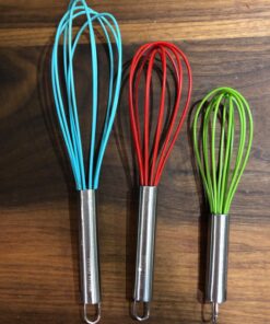 Silicone Whisk Set of 3 - Silicone Whisks for Cooking Non-Scratch - Silicone Whisk Set - Hand Whisk - Wisk - Metal Whisk - Small Whisk - Mini Whisk - Stainless Steel Whisk Multicolor 27 81R5xJUJ2QL