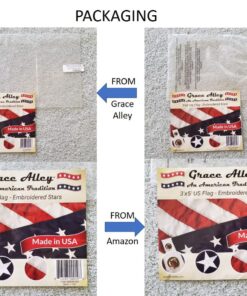 American Flag 3x5 Outdoor by Grace Alley, Embroidered Stars, Sewn Stripes, Heavy Duty, Hand Made and Fade Resistant - Long Lasting Nylon & Brass Grommets for Commercial Grade Durability, 100% Made in USA 46 81R6exGyY7L