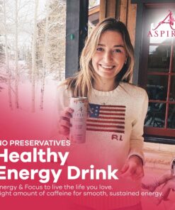 Aspire Healthy Energy Drink with Natural Caffeine - No Calories, Sugar and Carbs | Vitamins B, C, & Biotin | No Preservatives, Gluten Free | Suitable for Vegan, Kosher, Keto-Friendly |12 oz can, Raspberry Acai, 12 Fl Oz (Pack of 12) 12 Pack (12 Fl Oz) 20 81R77fFFtL