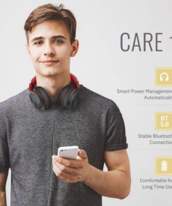 Alternative view of DOQAUS Bluetooth Headphones Over Ear, 52 Hours Playtime Wireless Headphones with 3 EQ Modes,HiFi Stereo Headphones with Microphone and Soft Protein Earpads for iPhone/TV/PC/Home Office (Black-Red) Black-Red