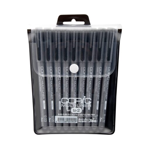 Copic Markers 9-Piece Multiliner Inking Pen Set B-2, Black (MLB2) 9 Pens