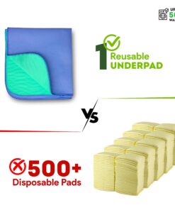 IMPROVIA® Washable Underpads, 34" x 36" (Pack of 4) - Heavy Absorbency Reusable Bedwetting Incontinence Pads for Kids, Adults, Elderly, and Pets - Waterproof Protective Pad for Bed, Couch, Sofa, Floor 4 Pack - 34x36 26 81R90N IitL
