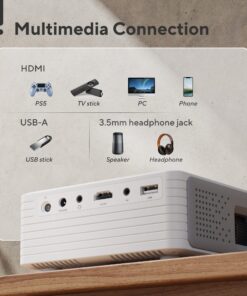 Mini Projector with WiFi and Bluetooth, 1080P Supported iPhone Projector with Projector Stand, Portable Movie Projector for Home Theater/Outdoor, Compatible with iOS/Android/Laptop/TV Stick/HDMI/PS5 Black 32 81R93pPnL