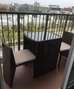 Giantex 3 PCS Cushioned Outdoor Wicker Patio Set Convention Bistro Set Garden Lawn Space Saving Conversation Set Sofa Furniture No Assembly (Brown) Brown 39 81RBV2ddZcL