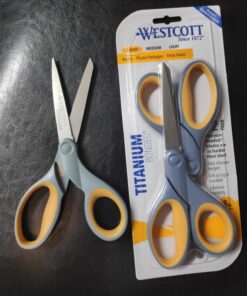 Westcott 13901 8-Inch Titanium Scissors For Office and Home, Yellow/Gray, 2 Pack 36 81RCh WxMpL