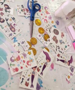 Temporary Tattoos for Kids(150pcs),Konsait Fake Mermaid Assorted Temporary Tattoos For Children Girls Birthday Party Favors Supplies Great Kids Party Accessories Goodie Bag Stuffers Party Fillers Gift 13 81RCnkPVQxL