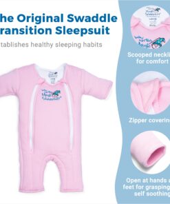 Alternative view of Baby Merlin's Magic Sleepsuit - 100% Cotton Baby Transition Swaddle - Baby Sleep Suit 6-9 Months Pink