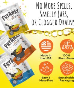 FryAway Pan Fry Cooking Oil Solidifier, Solidifies up to 8 Cups - Plant-Based Cooking Oil SolidifierPowder that Turns Used Oil to Hard Oil and Organic Waste - Easy to Use, Made in the USA 29 81REh0lt6XL