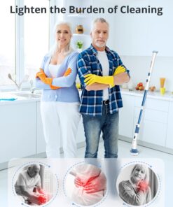 Electric Spin Scrubber, Voweek Cordless Power Scrubber with 4 Replaceable Brush Heads Adjustable Extension Handle, Electric Cleaning Brush for Bathroom, Tub, Tile, Floor, Kitchen - Blue 25 81REvdGRCIL