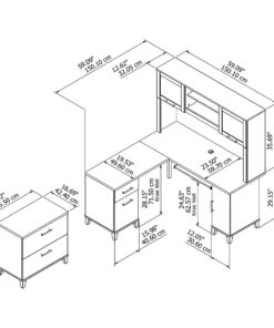 Bush SET008SG 60-Inch W L-Shaped Desk w/Hutch and Lateral File Cabinet Storm Gray 8 81RF63kwfDL