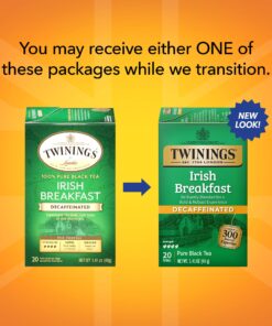 Alternative view of Twinings Irish Breakfast Individually Wrapped Tea Bags, 20 Count Pack of 6, Decaffeinated Black Tea, Flavourful, Robust (Packaging May Vary) 20 Count (Pack of 6)