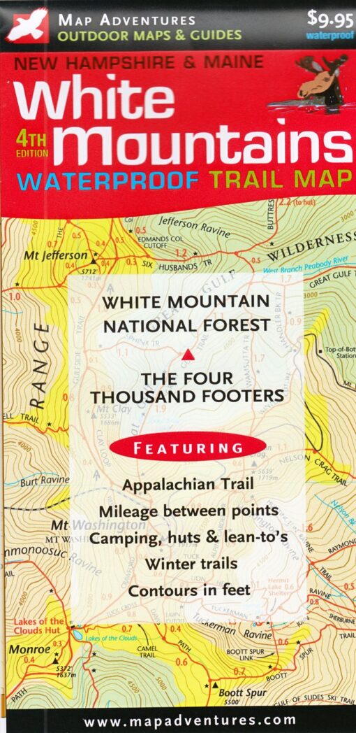 White Mountains Trail Map: New Hampshire & Maine