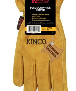 Kinco - Kid's Unlined Suede Cowhide Leather Work Gloves, Extremely Durable, Easy-On Cuff, Fitted Elastic Wrist, (Style No. 50) 7 81RJADMgaOL