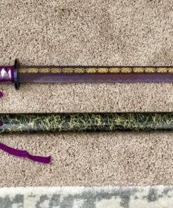 JZSWORDS Katana Sword, Fully Handmade Japanese Sword 1040 High Carbon Steel Real Samurai Sword with Delicated Floral Design Engraved on Blade 13 81RJQ5qCvL