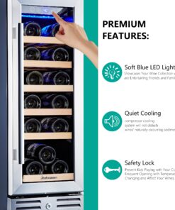 Alternative view of Kalamera Mini Fridge 18 Bottle - 12 inch Wine Cooler Refrigerator, Built-in or Freestanding, with Stainless Steel & Double-Layer Tempered Glass Door, and Temperature Memory Function Wine Fridge 12Inch/18 Bottles