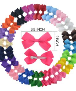 40pcs Toddler Girls Ribbon Bows for Hair (3 Inch Bow Bulk Pack) (20 pairs toddler bows) 20 Pairs 3 inch Hair Bows 26 81RLhwAazzL