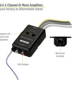 Scosche LOC2SL Line Output Converter Adjustable Amplifier Add On Module for Car Stereo, 2-Channel Signal Sensing Speaker Wire to RCA Adapter with Remote Control Knob, Black 90W 27 81RMge9wJRL