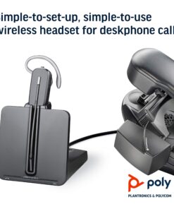 Plantronics - CS540 Wireless DECT Headset (Poly) - Single Ear (Mono) Convertible (3 wearing styles) - Connects to Desk Phone - Noise Canceling Microphone 2011 Version 23 81ROkgS4HDL