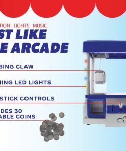 Alternative view of Mini Claw Machine For Kids – The Toy Grabber is Ideal for Children and Parties, Fill with Small Toys and Candy – Feature LED Lights, Loud Sound Effects and Coins Blue