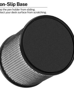 MaxGear Pen Holder for Desk, 3 Pack Pencil Holder, Non-Slip EVA Pad, Premium Mesh Metal Pen Holder, Desk Accessories & Workspace Organizers for Home, School & Office, Black, 3.7’’ Tall Mesh Black- 3.7" Tall 24 81ROsw5YKKL