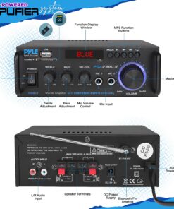 Pyle Wireless Bluetooth Stereo Power Amplifier - 200W Dual Channel Sound Audio Stereo Receiver w/RCA, USB, SD, MIC in, FM Radio, for Home Computer via RCA - PDA29BU.5 Basic Feature 16 81RRGwp8WvS