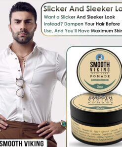 Hair Pomade for Men | Smooth Viking Pomade for Men Medium Hold & High Shine (2 Ounces) - Water Based Mens Hair Pomade for Straight, Thick and Curly Hair 15 81RRZA98hL