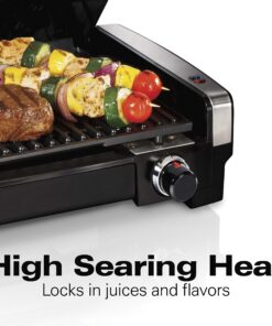 Alternative view of Hamilton Beach Electric Indoor Searing Grill with Adjustable Temperature Control to 450F, Removable Nonstick Grate, 118 sq. in. Surface Serves 6, Stainless Steel
