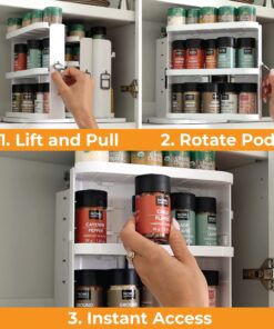 Cabinet Caddy SNAP! Sliding Spice Rack Organizer for Cabinet, Just Pull & Rotate, 3 Snap-In Shelves Adjust for 5 Levels of Storage, Magnetic Modular Design, Non-Skid Base, 8.9”H x 6.1”W x 10.8”D 27 81RTxrQTnjL