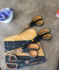 CCR Scissors 8 Inch Soft Comfort-Grip Handles Sharp Titanium Coating Blades, 4-Pack 35 81RWGAVf5nL