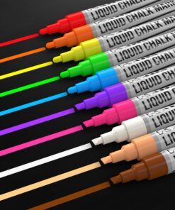 Alternative view of Kassa 10-Pack Neon Multicolor Chalk Markers | Includes Reversible Bullet & Chisel Tips | Works on Chalkboards, Windows, Glass or Mirrors | Erasable & Dust-Free | Ideal for Use at Home, School & Office